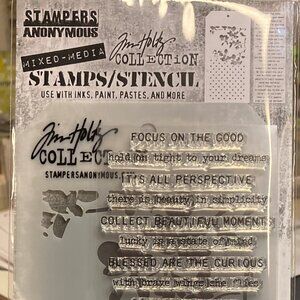 Stampers Anonymous Tim Holtz Stamps & Stencil Set THMM113: Blossom and Polkadot